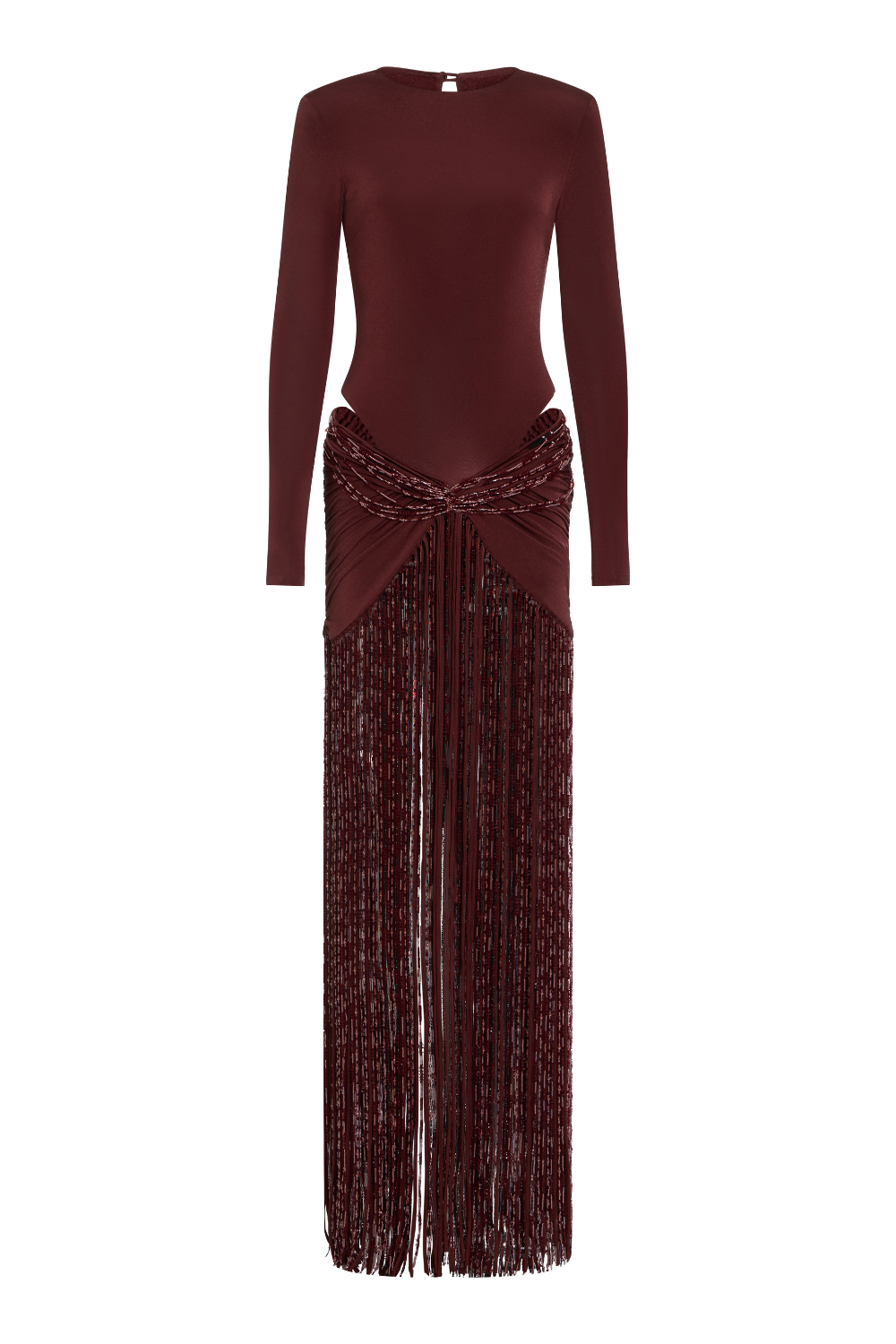 TAFFETA TARSILA FRINGE MAXI DRESS (RUNWAY)