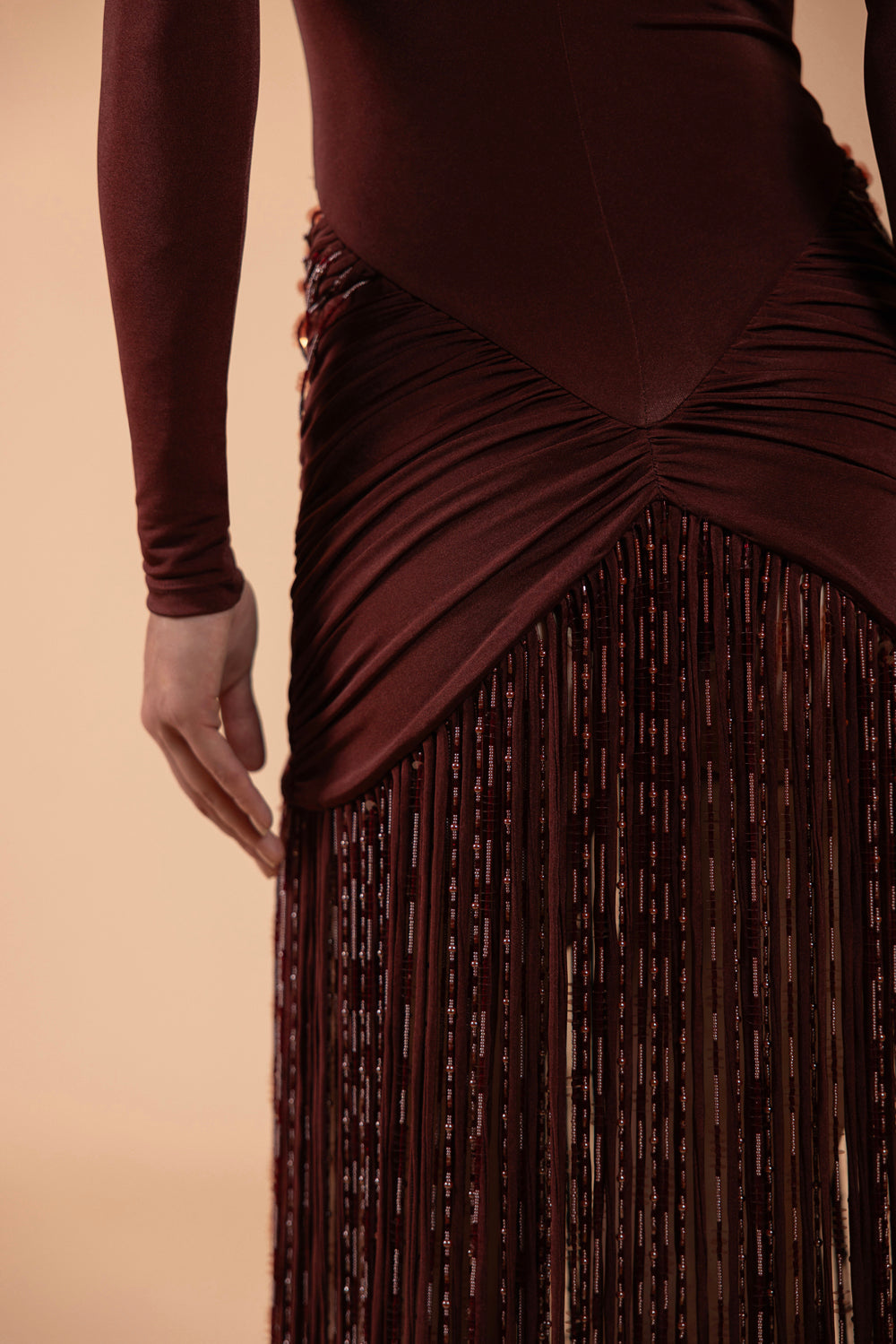 TAFFETA TARSILA FRINGE MAXI DRESS (RUNWAY)