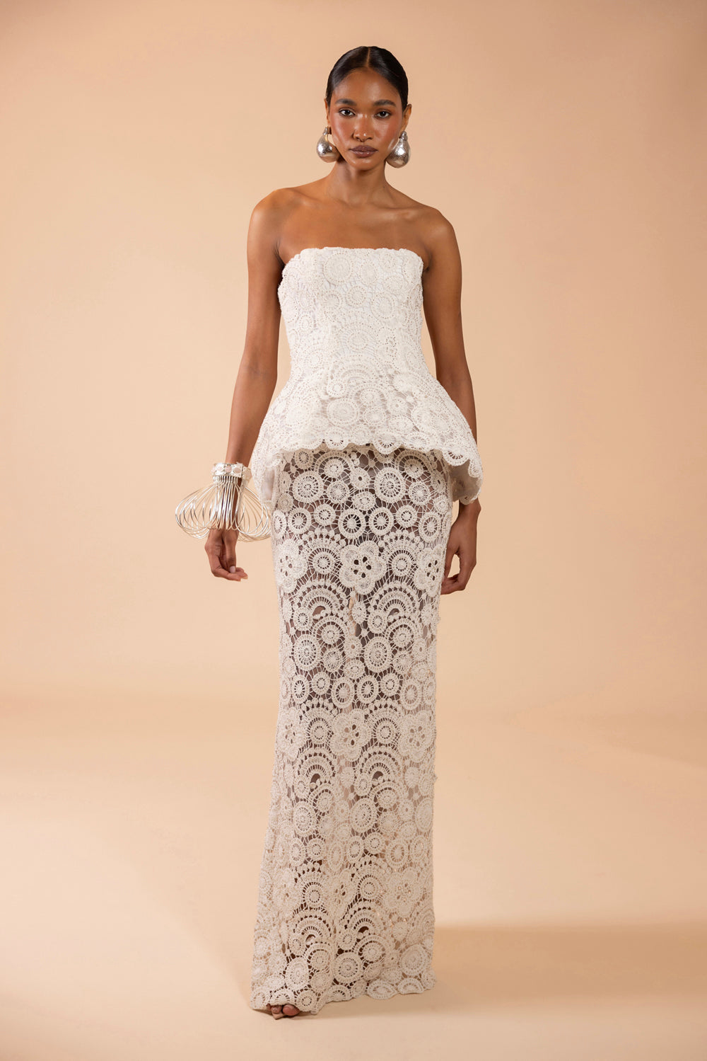 GAL EMBROIDERY PEPLUM MAXI DRESS (RUNWAY)
