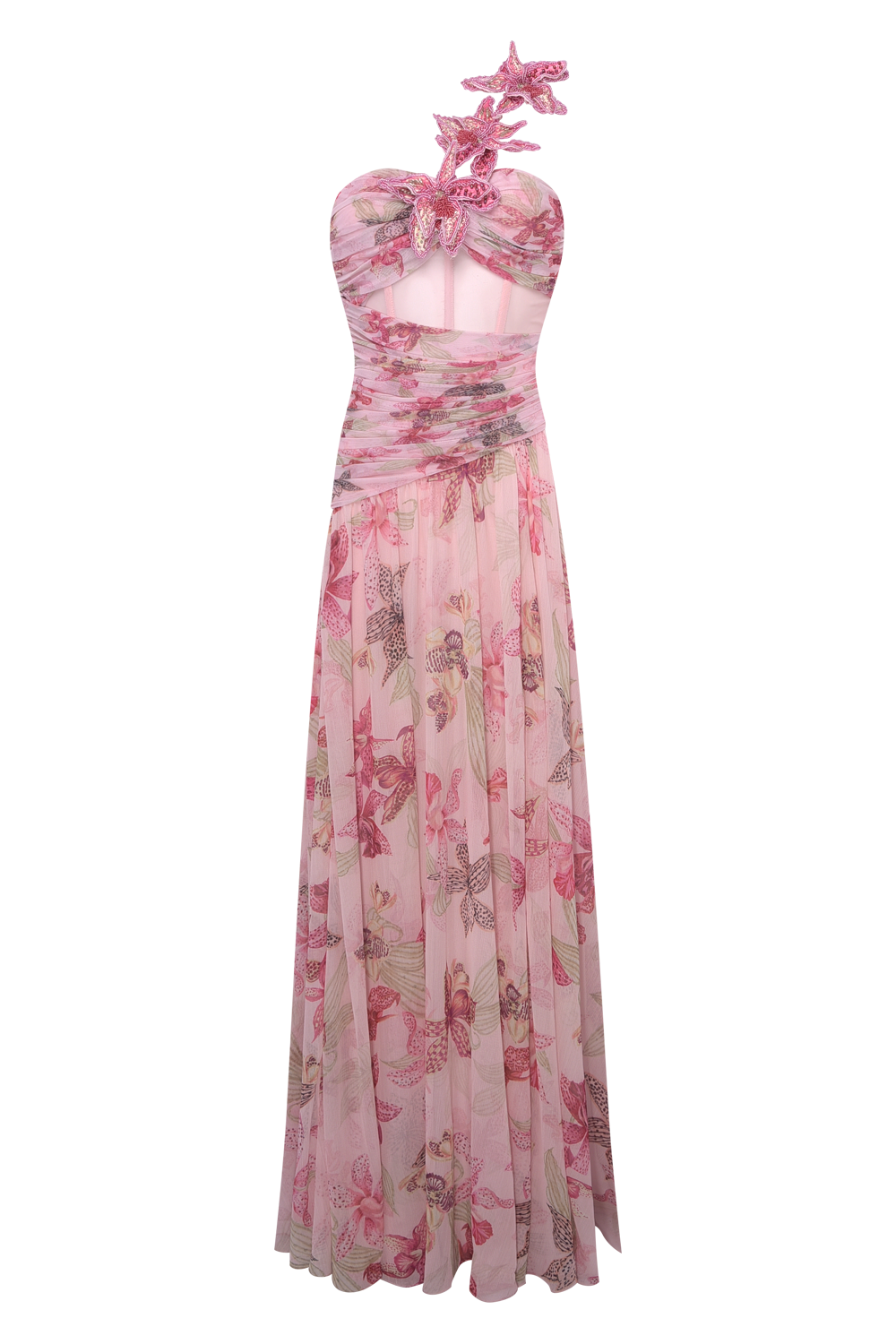 ORCHID BLOOM CHIFFON CORSET GOWN