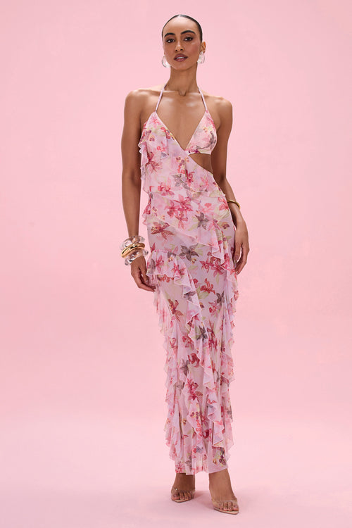 ORCHID BLOOM CUT-OUT BEACH DRESS
