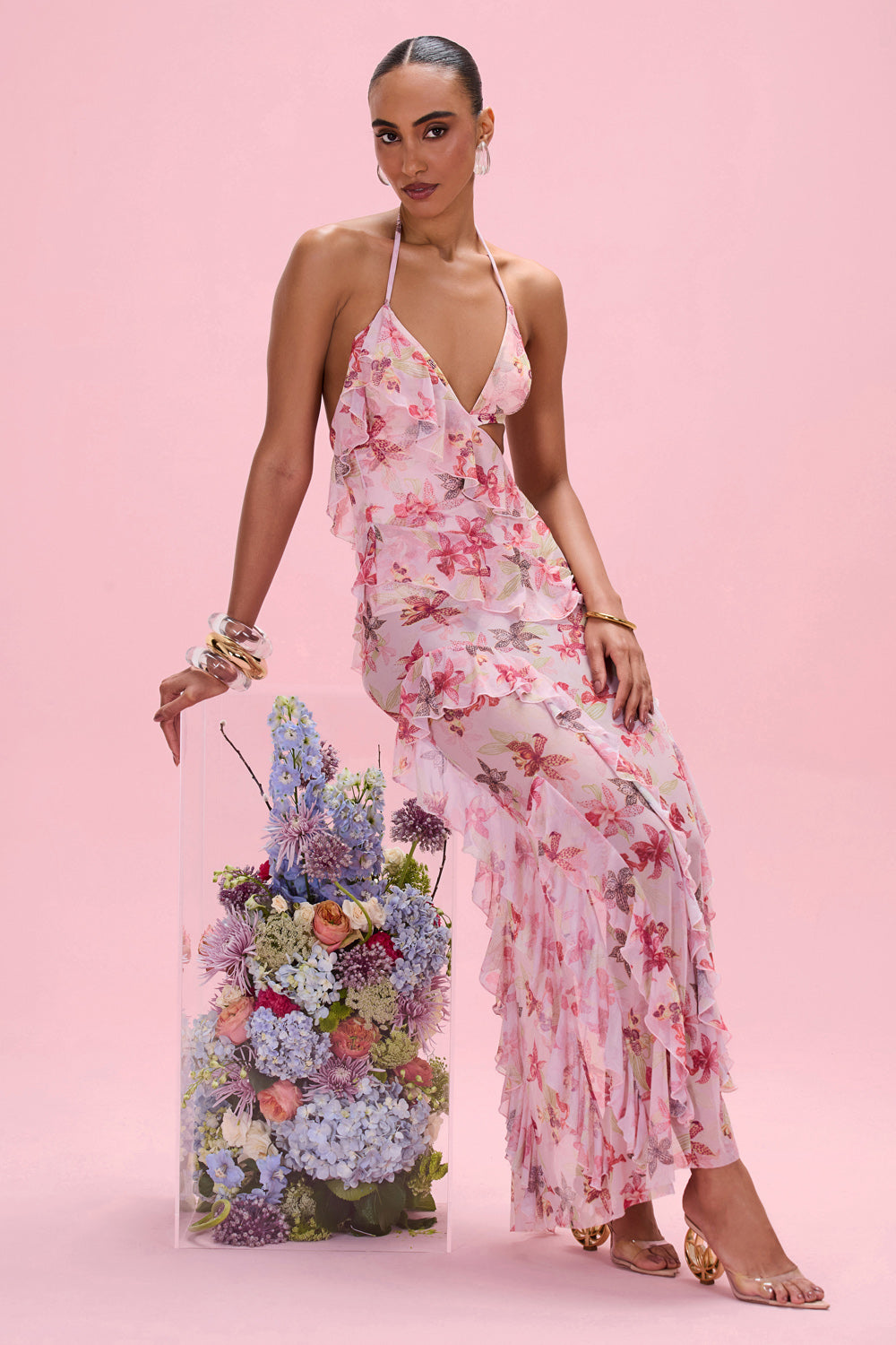 ORCHID BLOOM CUT-OUT BEACH DRESS
