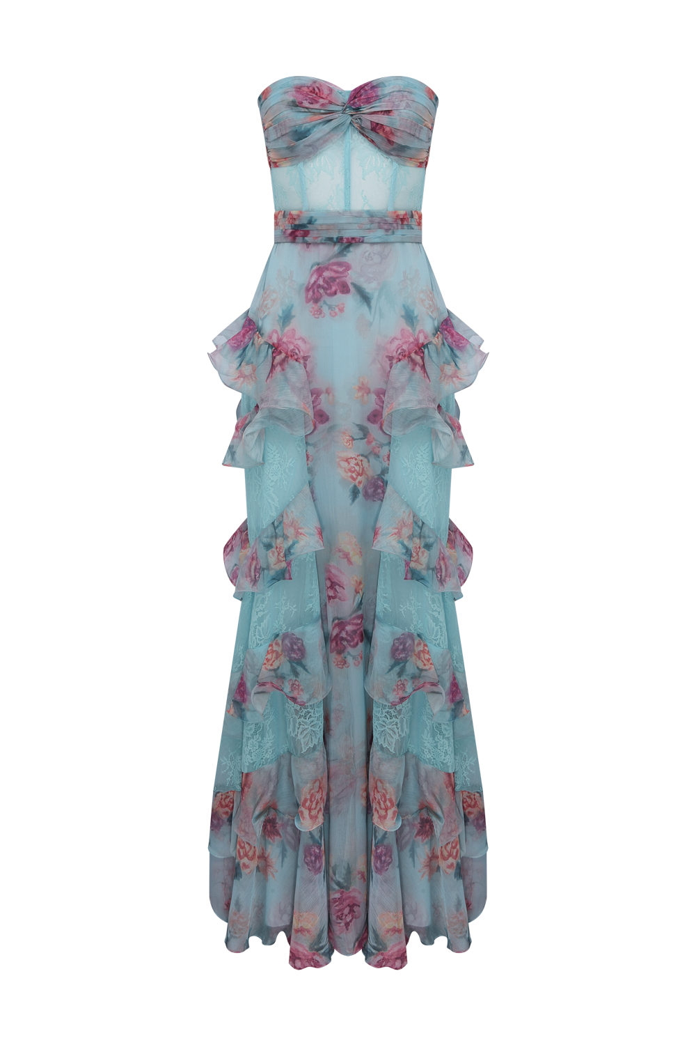 FLORA MIST BUSTIER MAXI DRESS