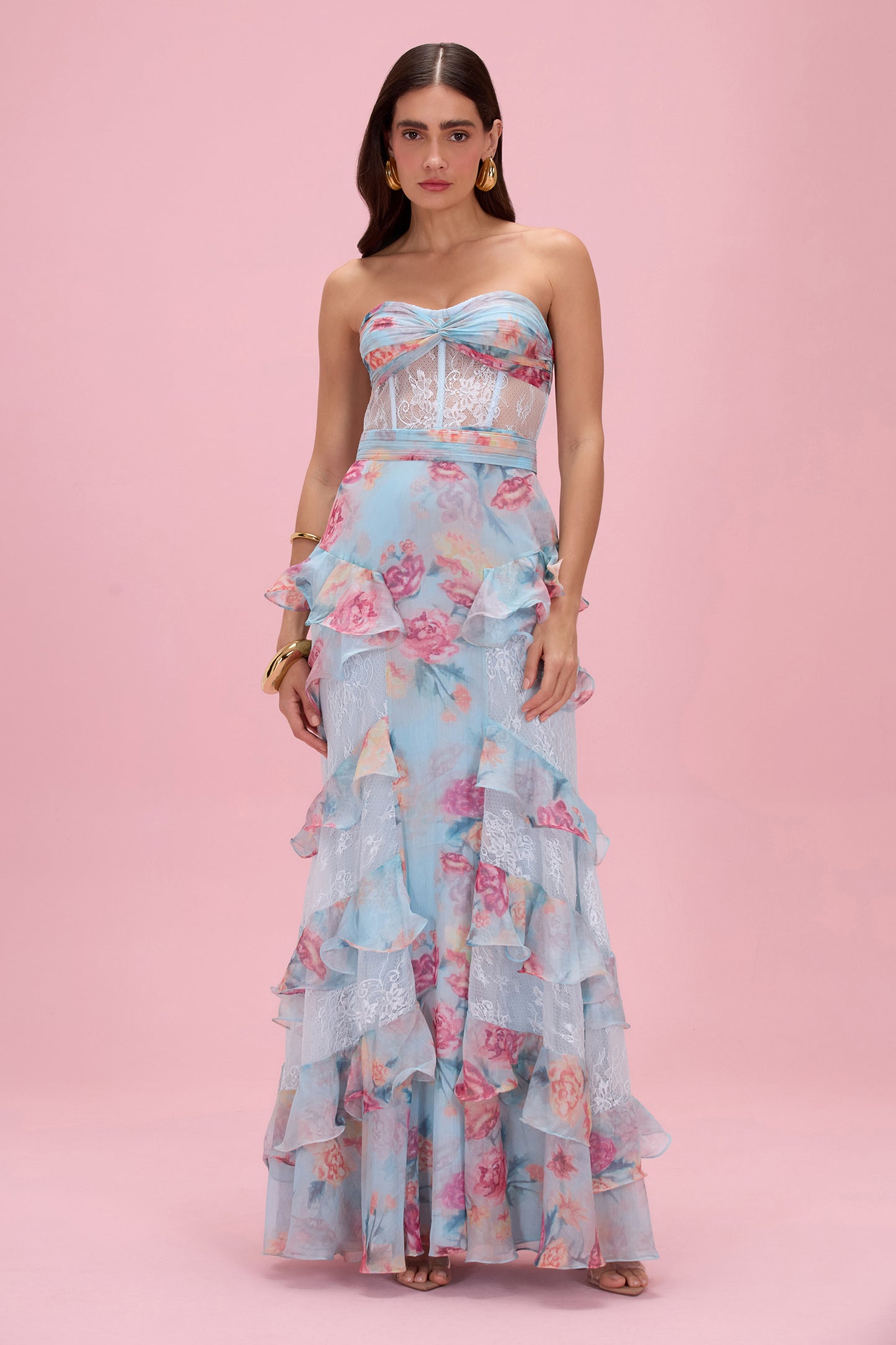 FLORA MIST BUSTIER MAXI DRESS