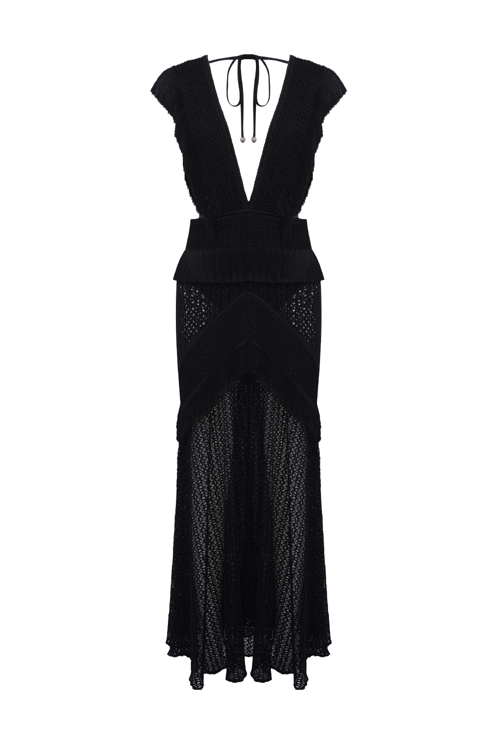 AYLA FRINGE PLUNGE MAXI DRESS