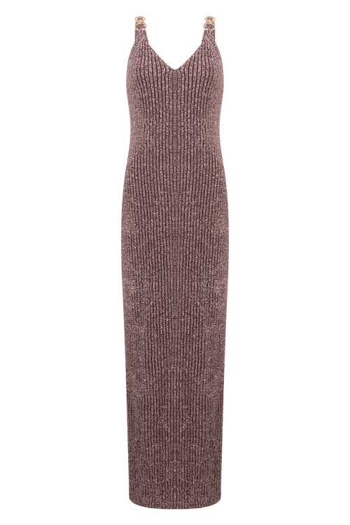 GROOVY KNIT PLUNGE MAXI DRESS