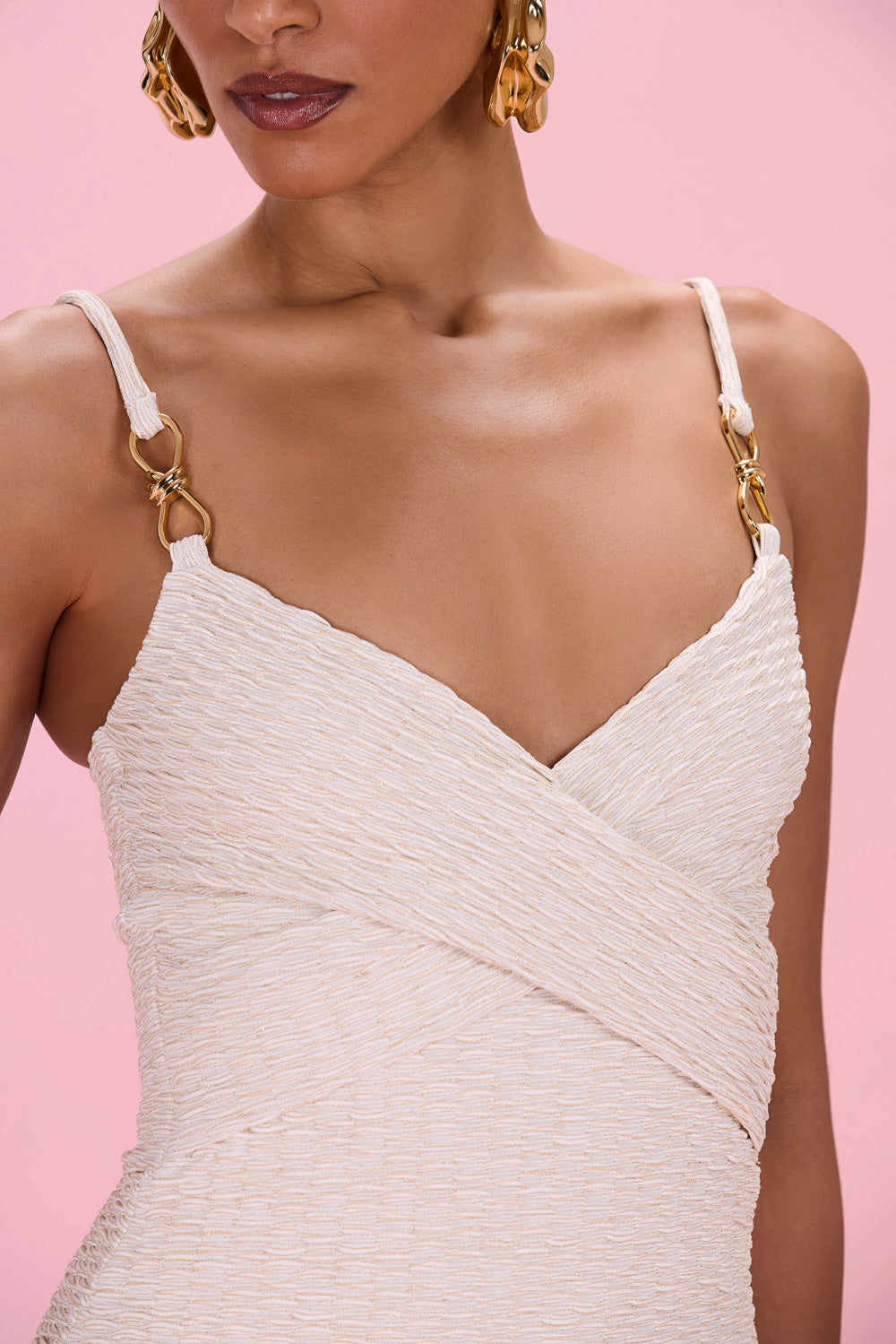 GOLDEN KNIT CHIFFON MAXI DRESS