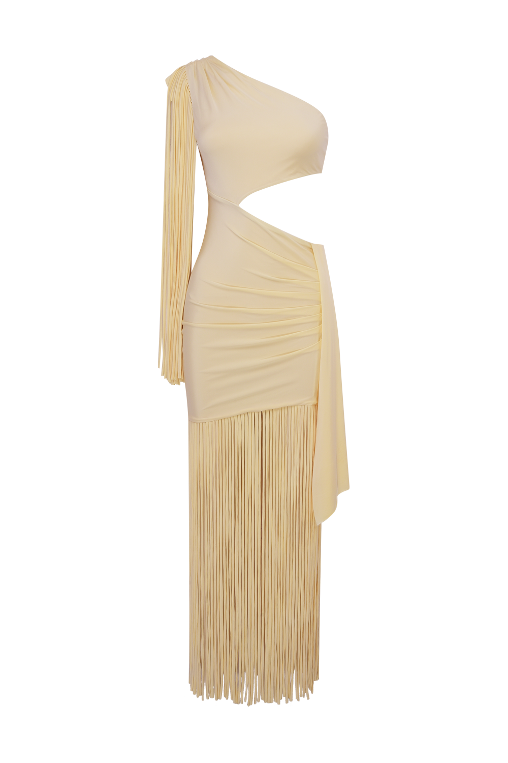 LYRIA JERSEY FRINGE CUTOUT DRESS