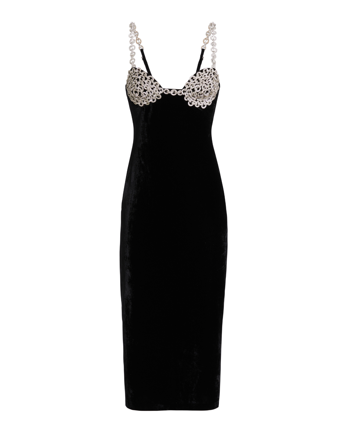 Crystal Chain Velvet Midi Dress (FINAL SALE)