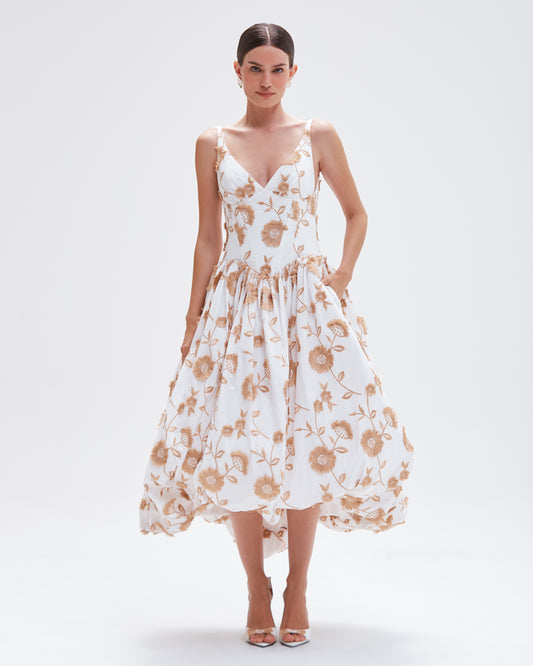 BOTANICAL POPLIN MIDI DRESS (RUNWAY)