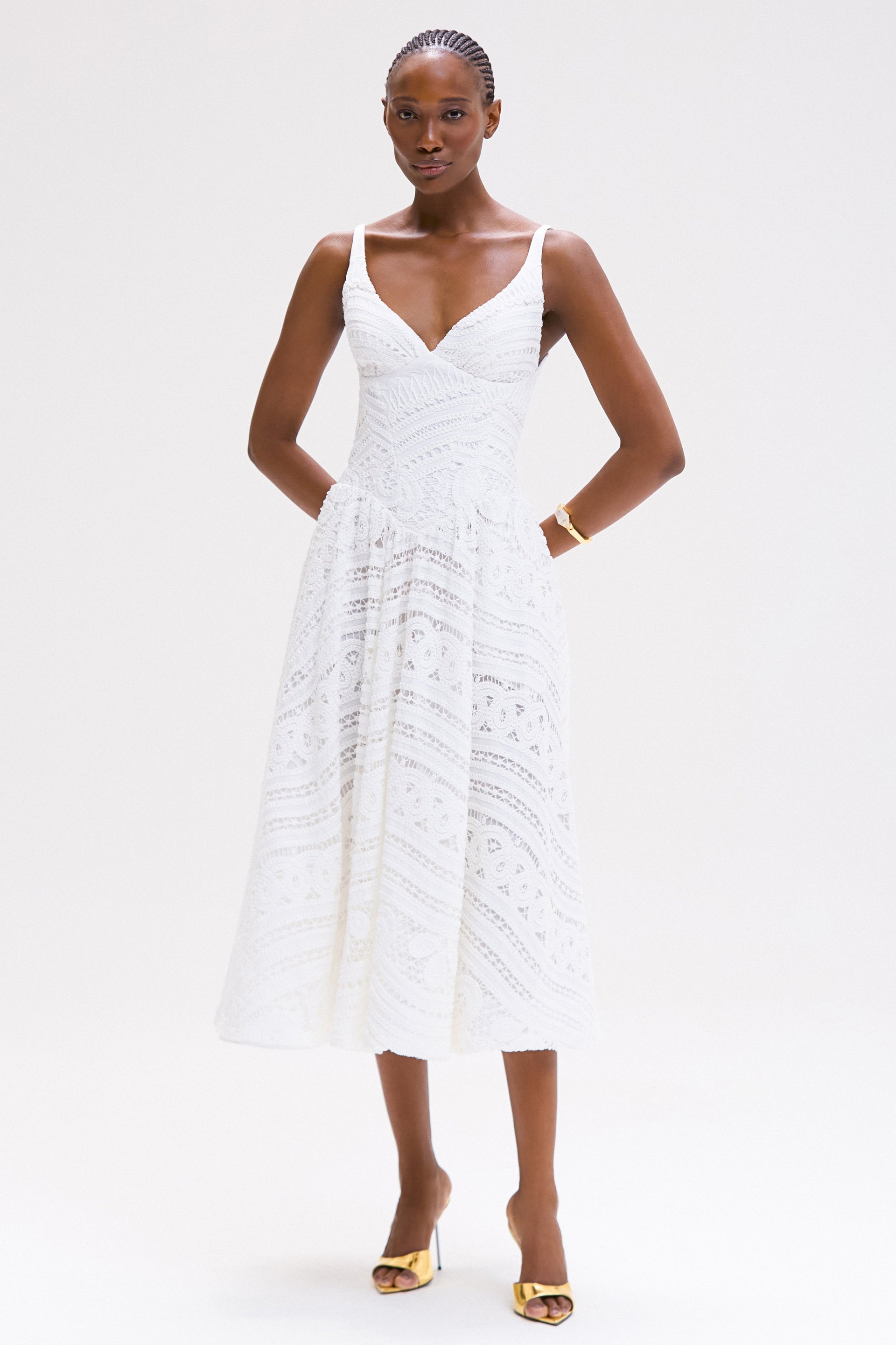 RHYTHMIC LACE MIDI DRESS – PatBO