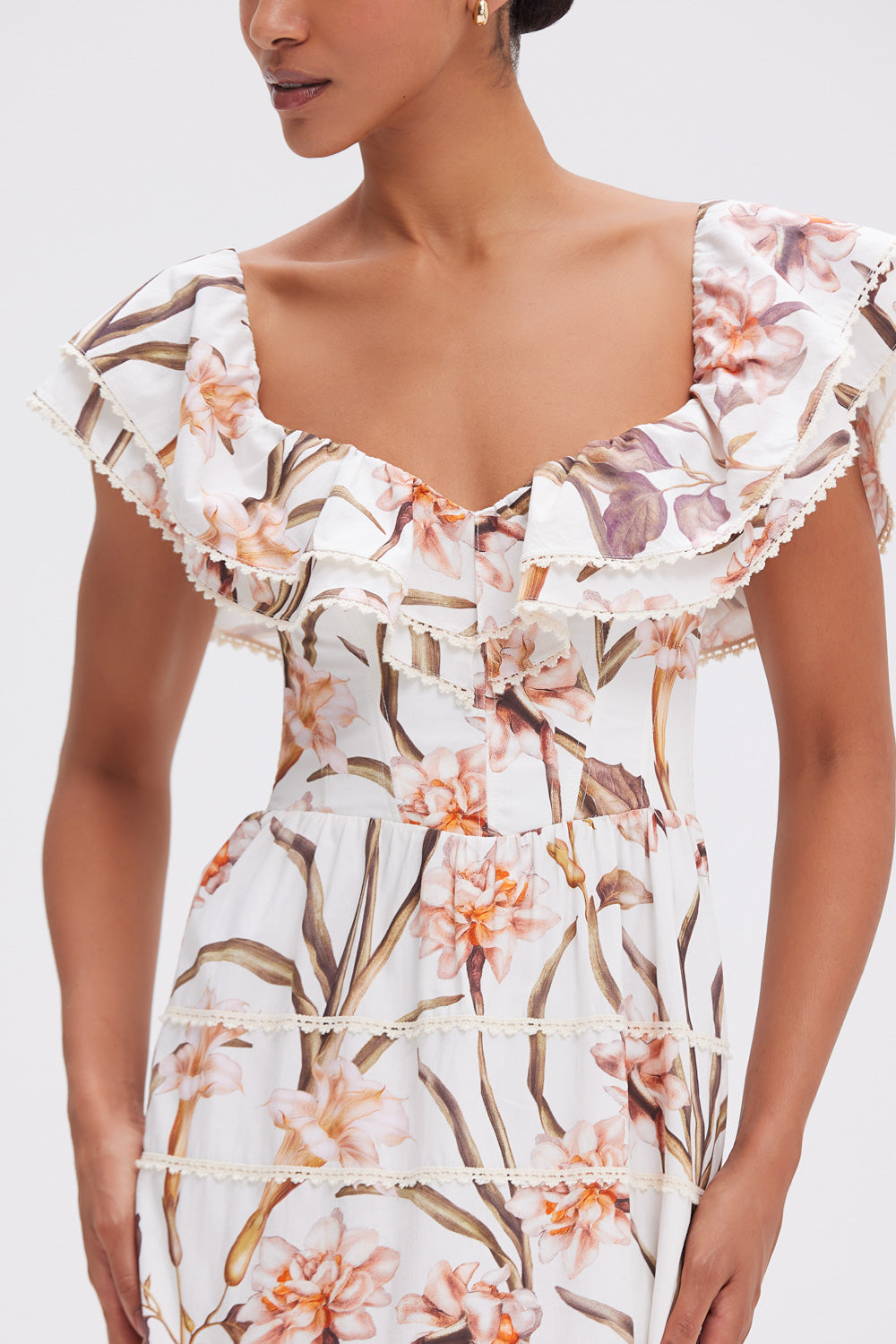 BOTANIC RETRO FLUTTER MIDI DRESS