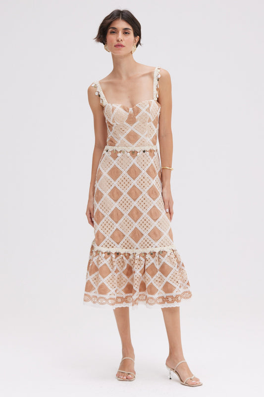 BOSSA CROCHET CORSET MIDI DRESS