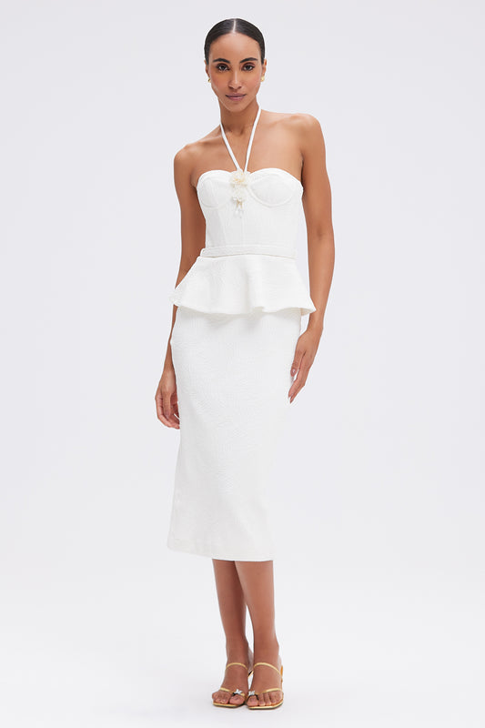 BREEZE JACQUARD CORSET MIDI DRESS