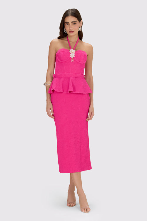 BREEZE JACQUARD CORSET MIDI DRESS
