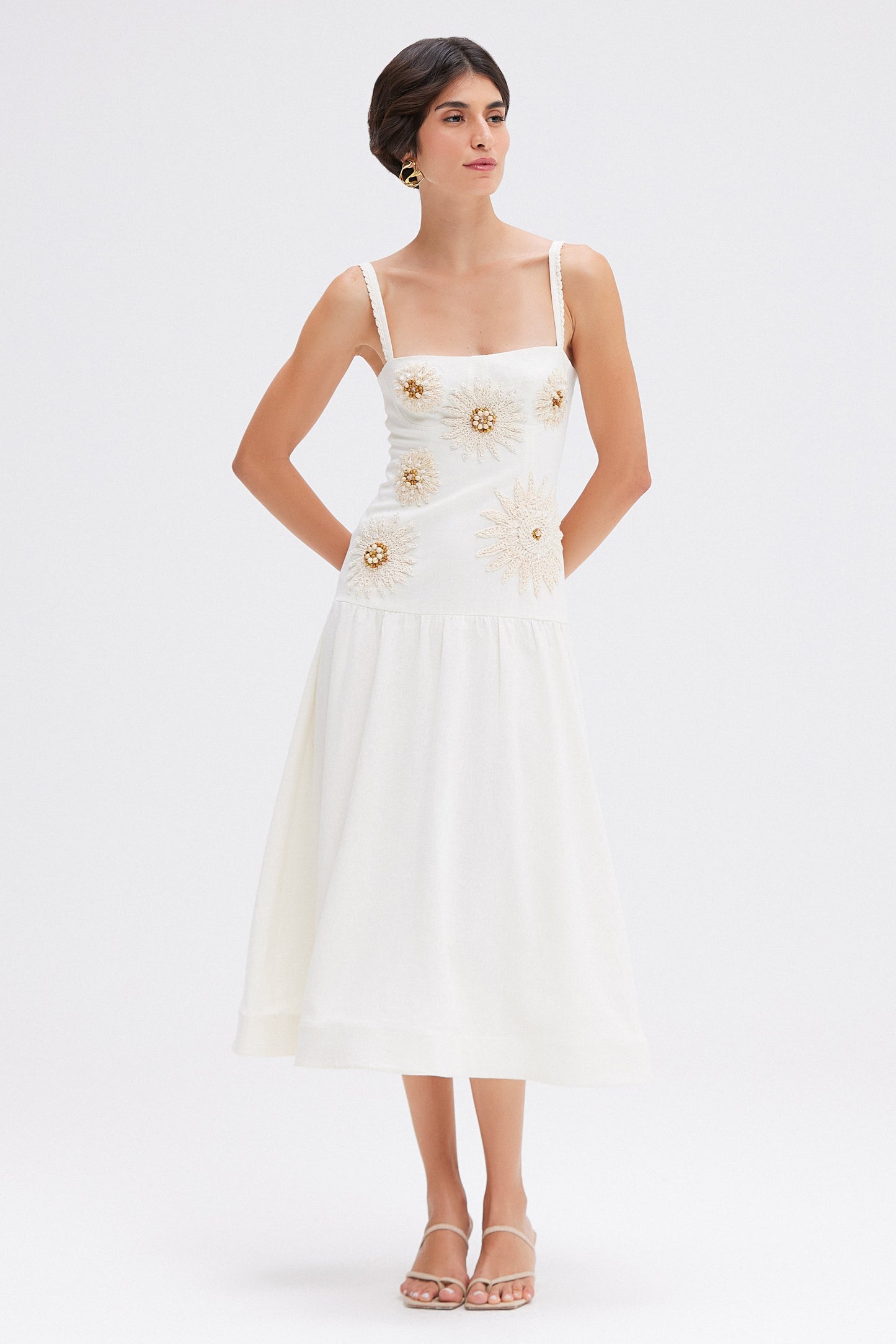 TROPIC LINEN MIDI DRESS