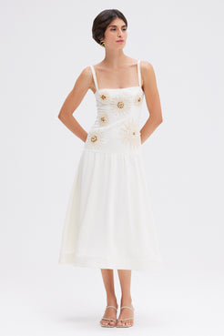 TROPIC LINEN MIDI DRESS