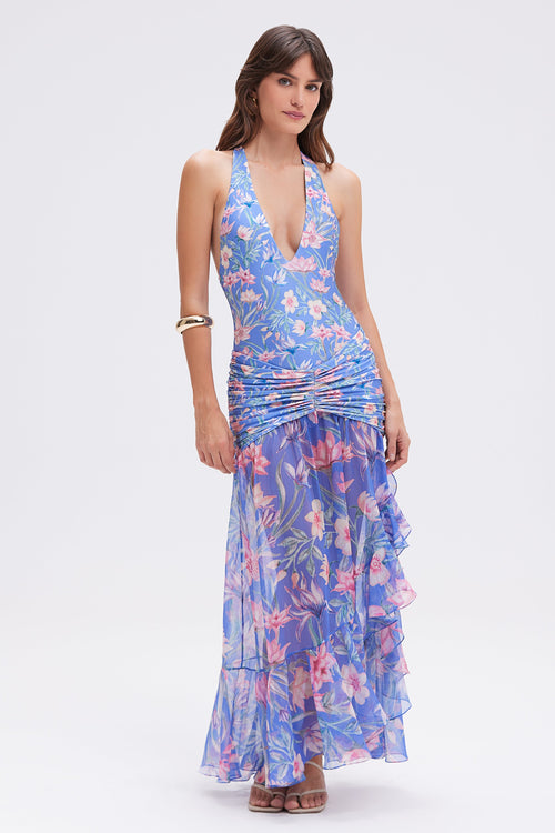 Patbo | Amaryllis Plunge Beach Dress | M | Blue Patbo | Amaryllis Plunge Beach Dress | M | Blue