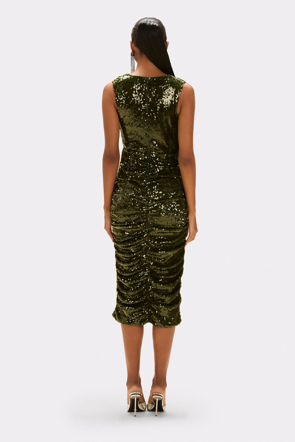 BOSSA SEQUIN PLUNGE MIDI DRESS