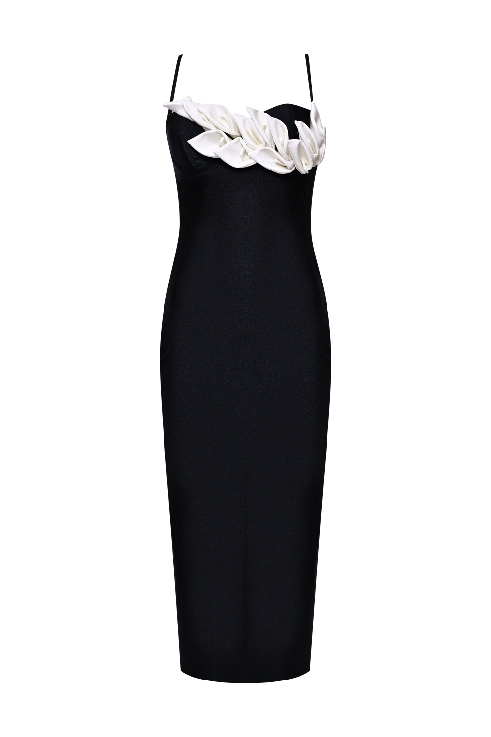 Selene Mesh Flower Applique Midi Dress