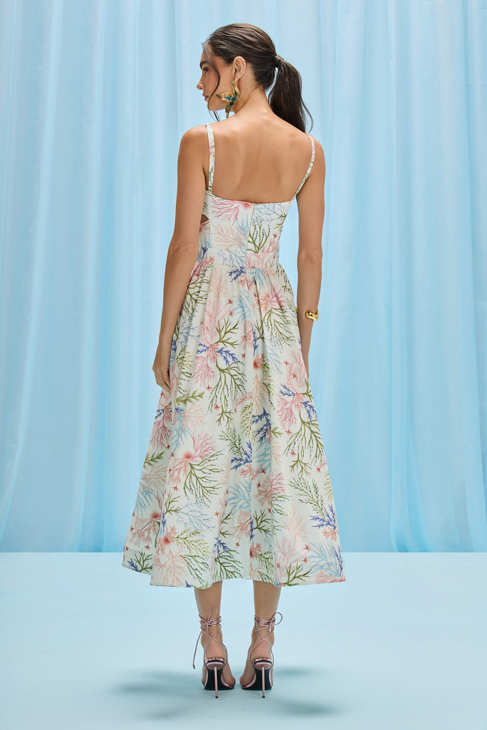 SEAWEED FLUTTER MIDI DRESS