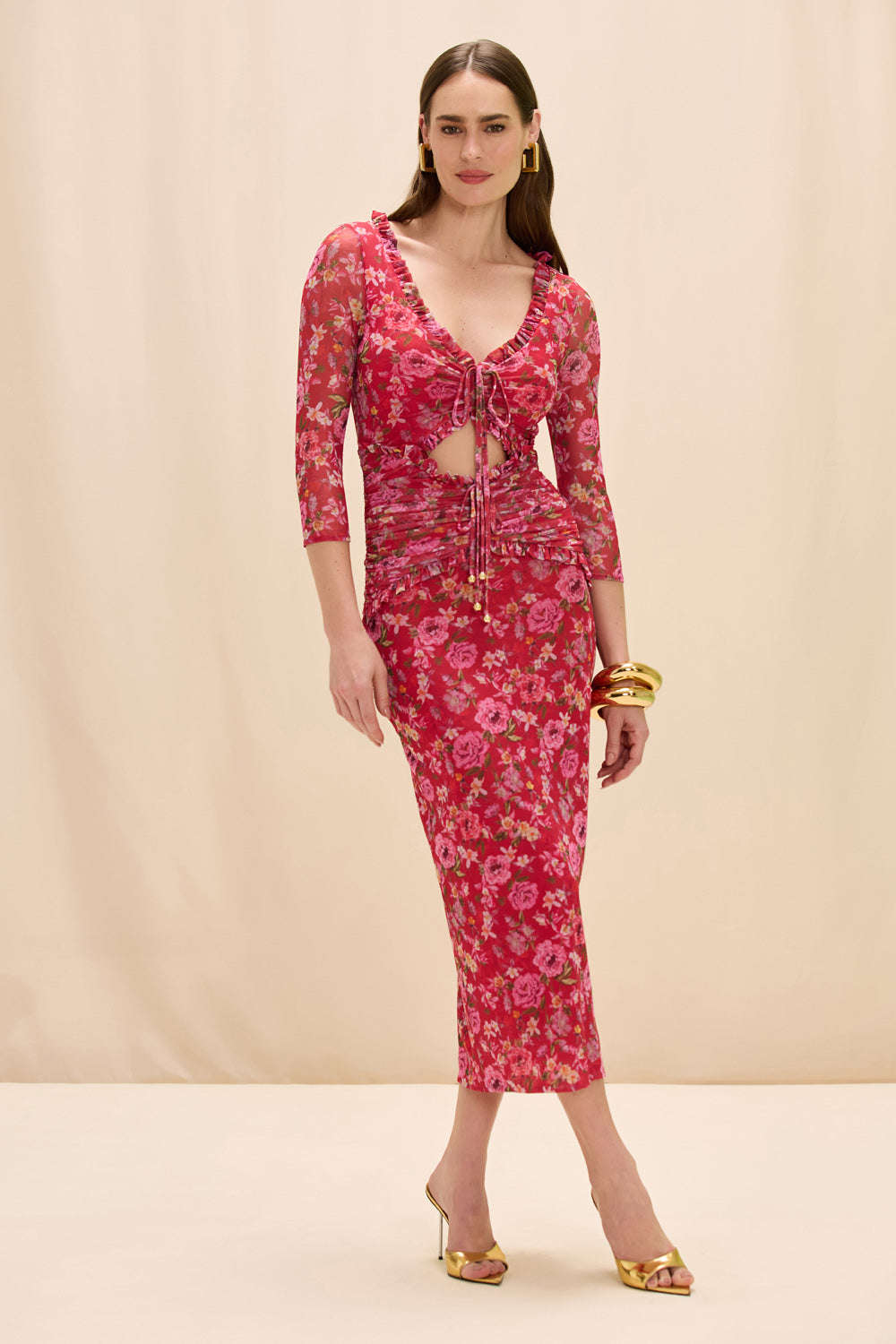 PEONY MIDI DRESS 10 / Red