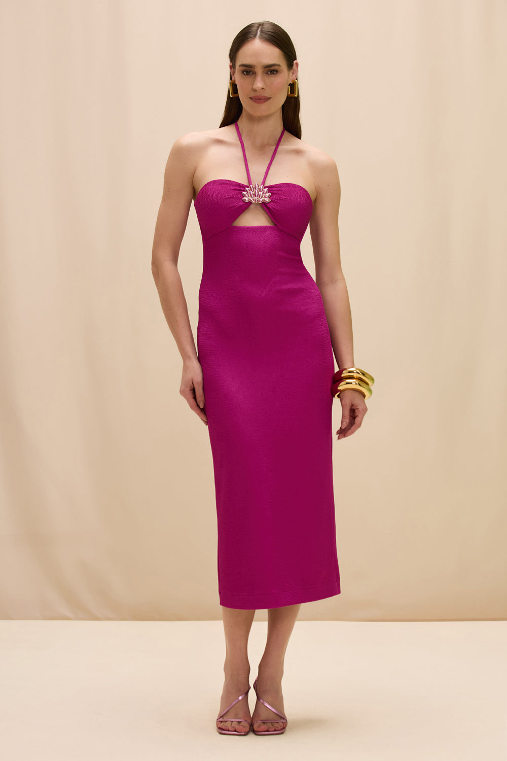 HILDA KNIT MIDI DRESS XL / Pink