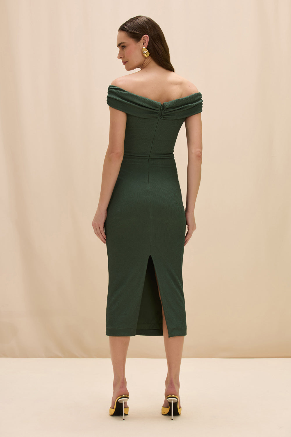 HILDA KNIT OFF SHOULDER MIDI DRESS
