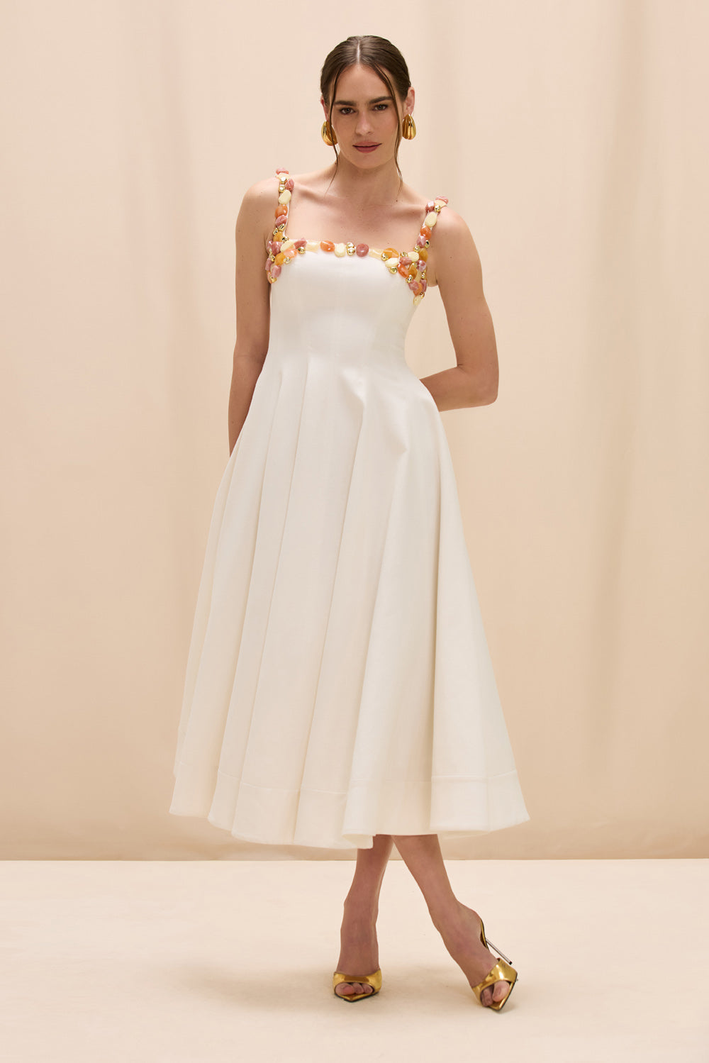 PatBO Gabriela Embellished Midi Dress - OFF White