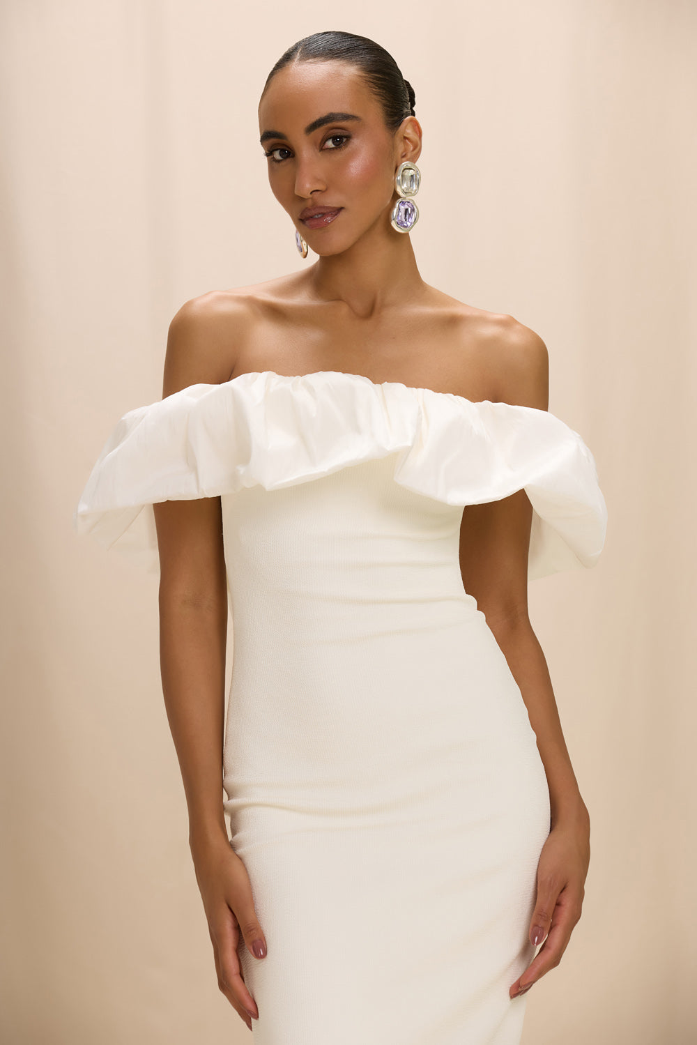TAFFETA TARSILA RUFFLE MIDI DRESS – PatBO