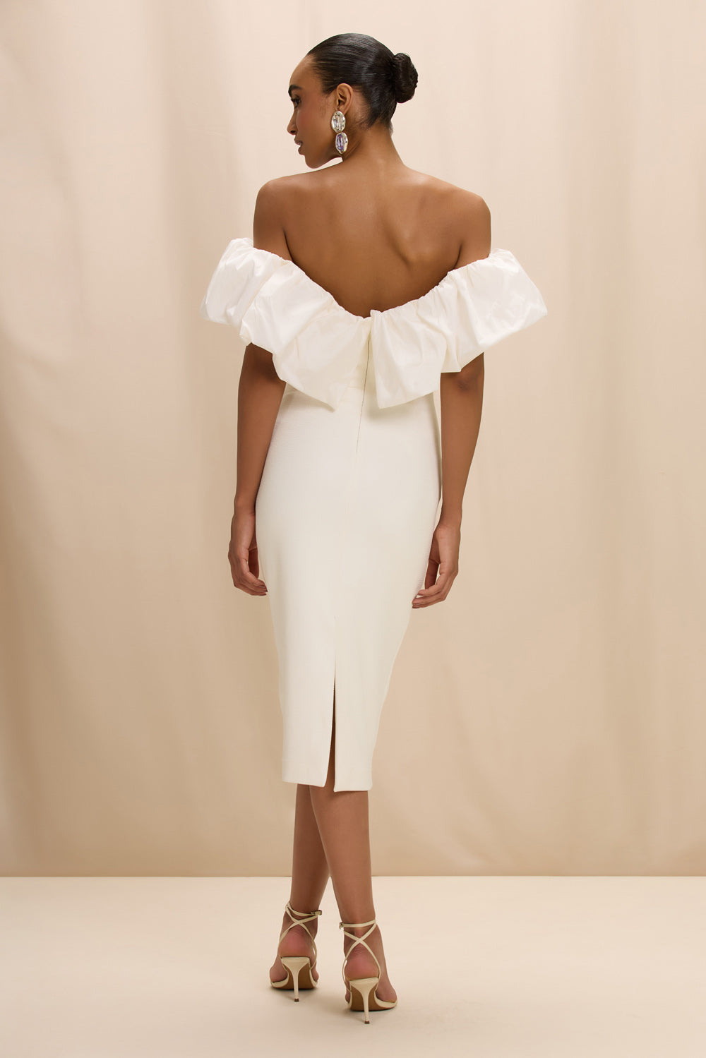 TAFFETA TARSILA RUFFLE MIDI DRESS