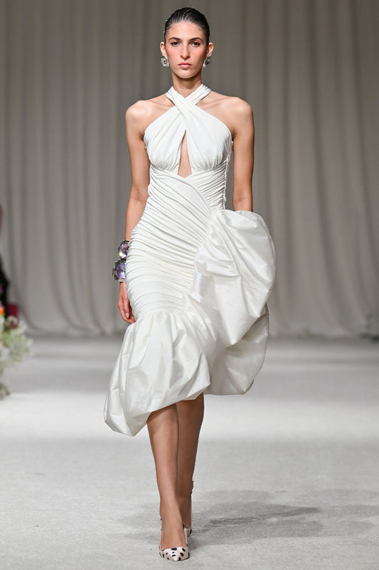 TAFFETA TARSILA HALTER NECK GOWN MIDI DRESS (RUNWAY)