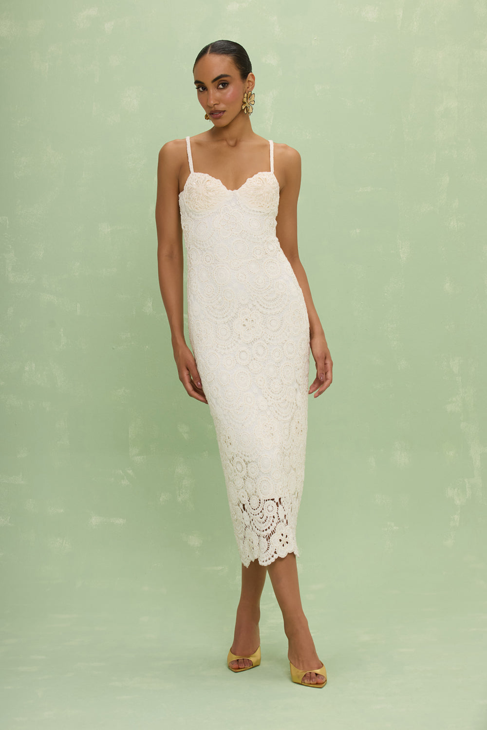 GAL EMBROIDERY MIDI DRESS