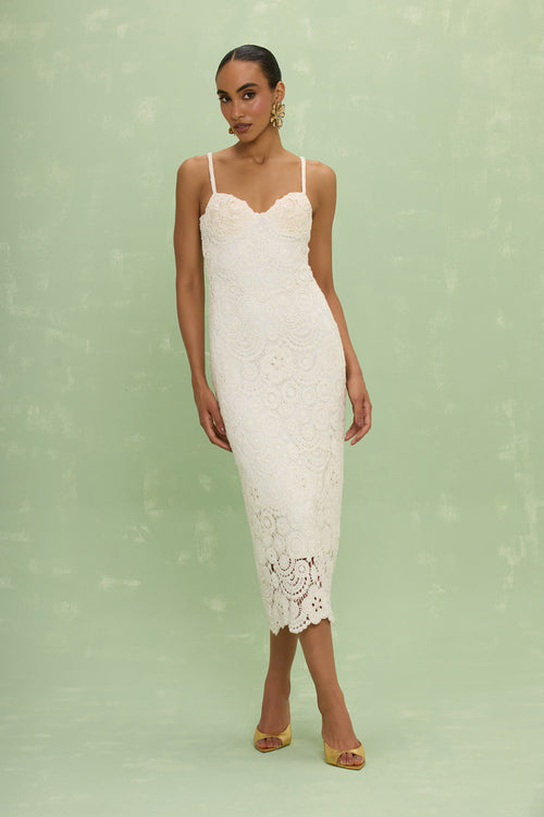 GAL EMBROIDERY MIDI DRESS