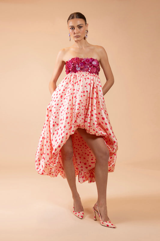 PEONY DOTS MIDI DRESS (RUNWAY)