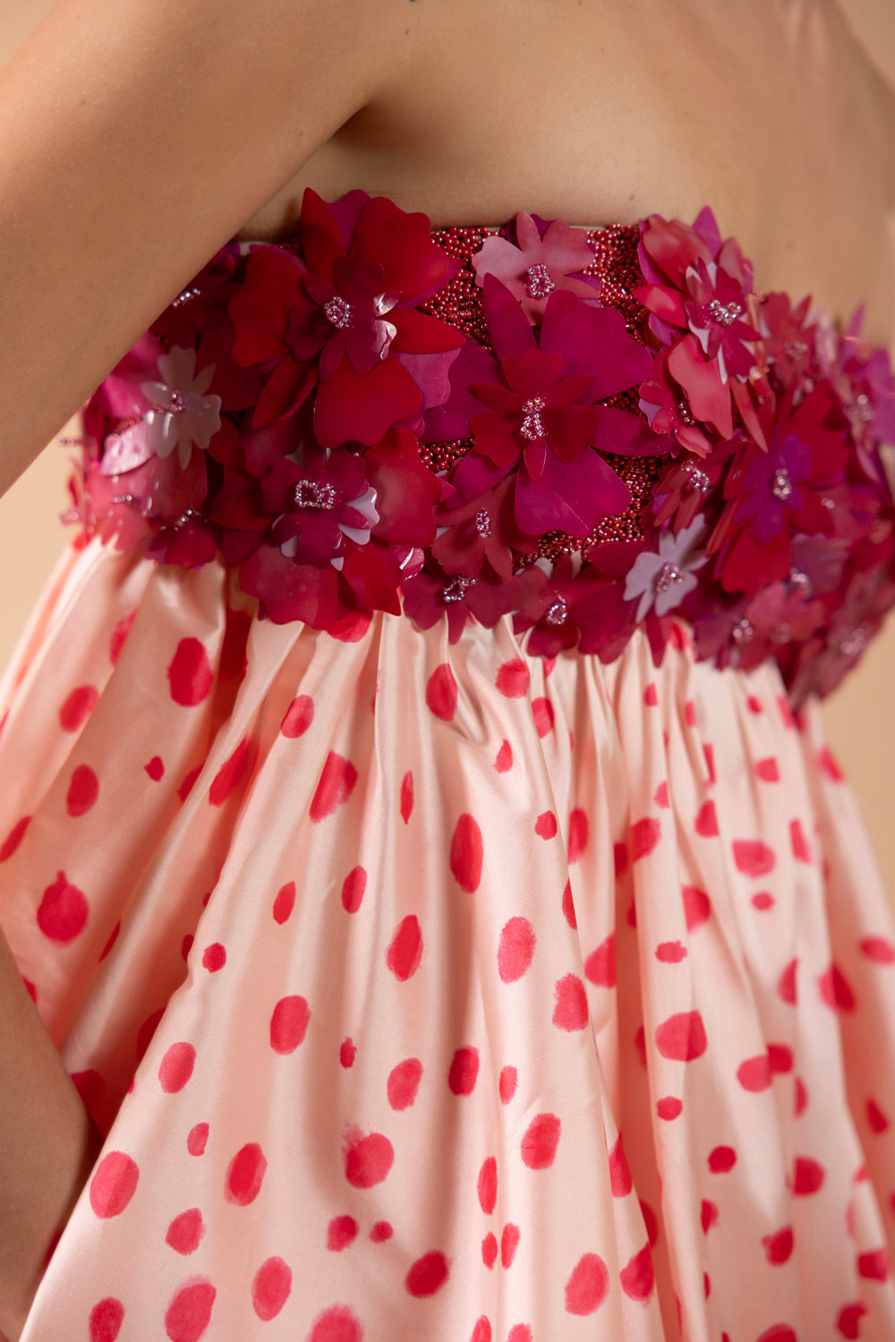 PEONY DOTS MIDI DRESS (RUNWAY) 2 / Pink