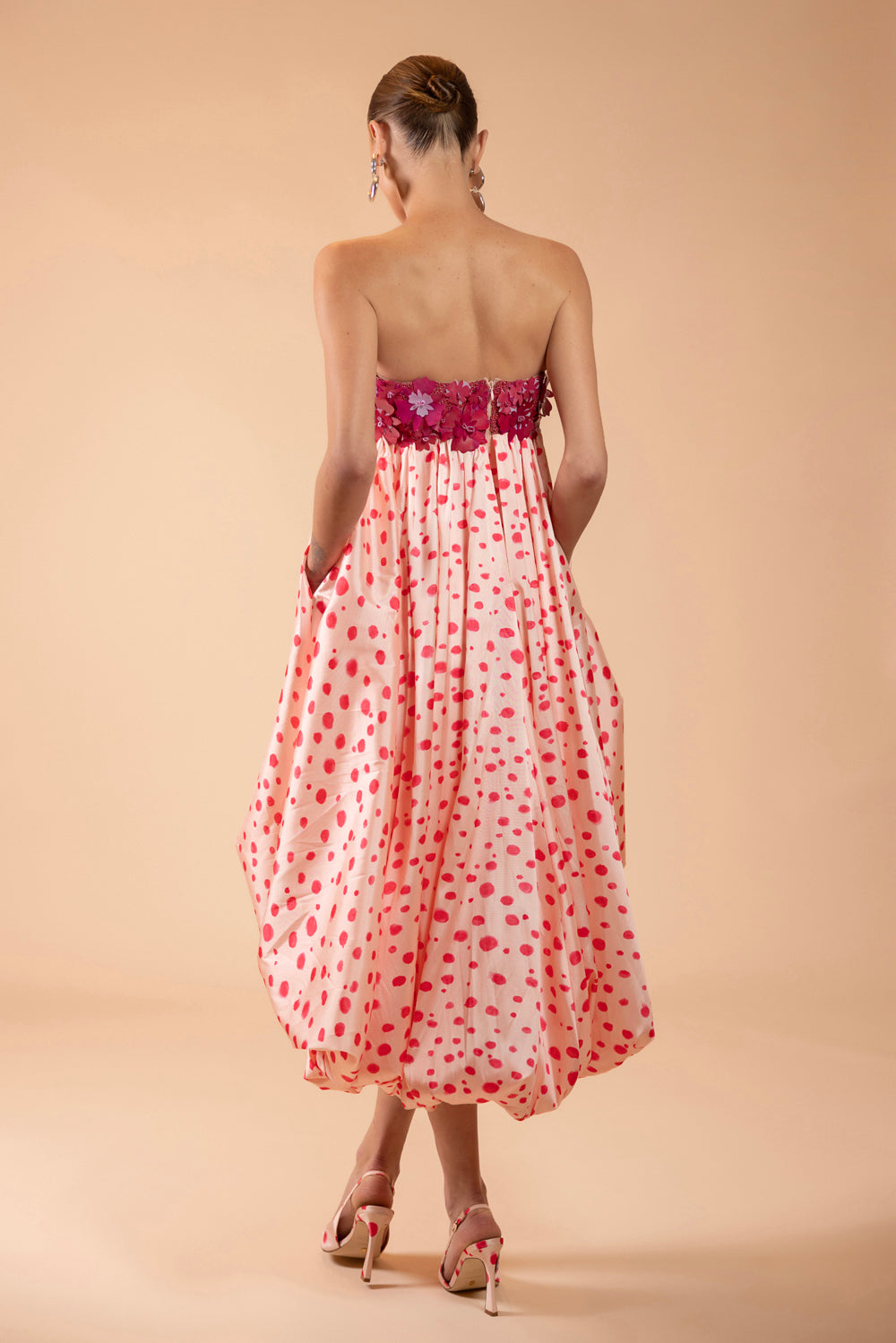 young love midi dress in pink line & dot YOUNG LOVE MIDI DRESS