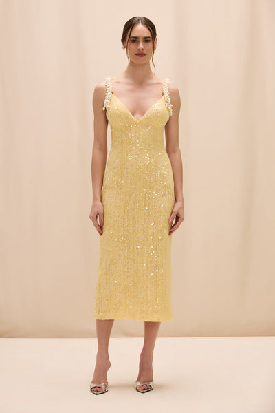 IARA CROCHET FLOWERS MIDI DRESS 6 / Yellow
