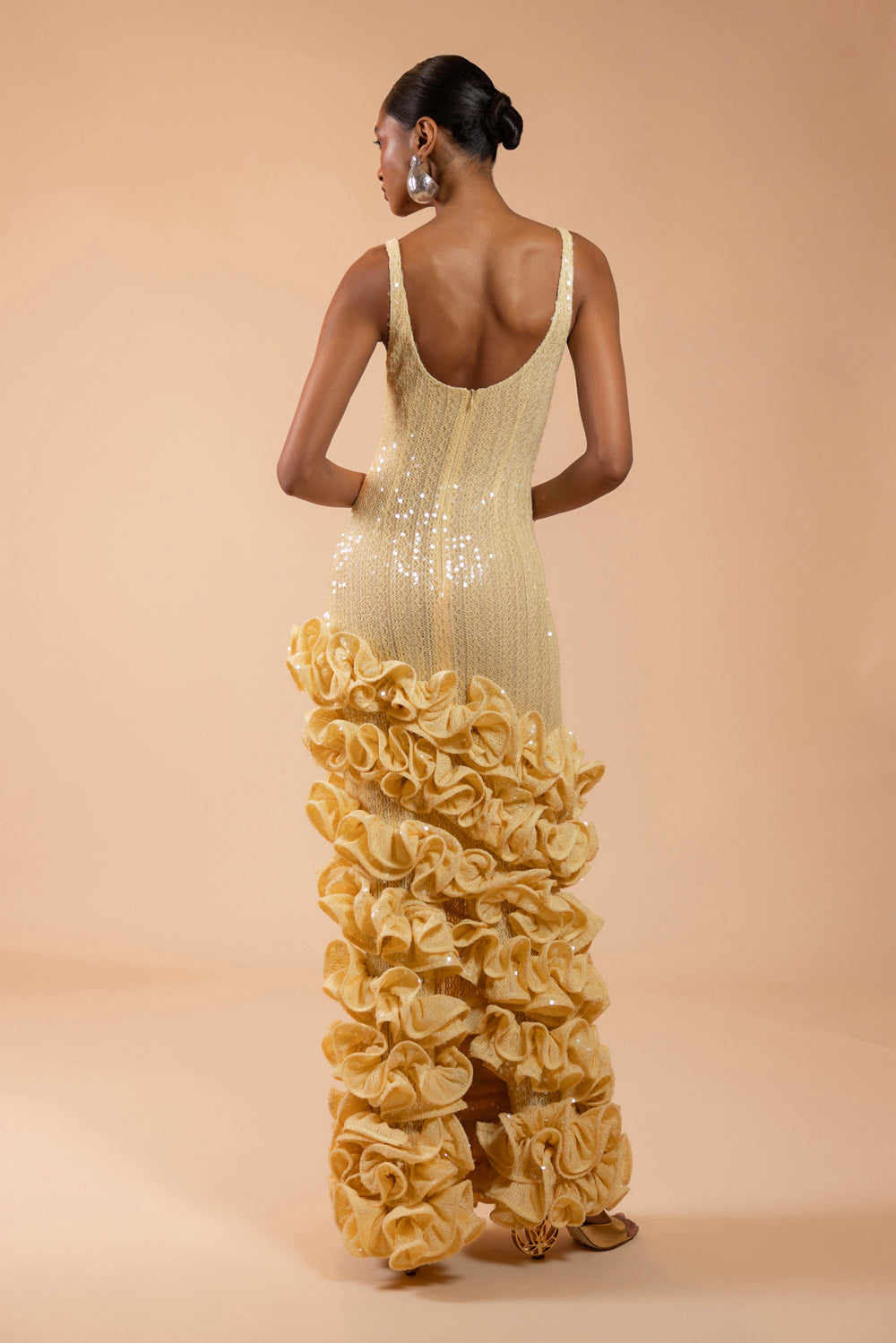 IARA CROCHET RUFFLE MIDI DRESS (RUNWAY)