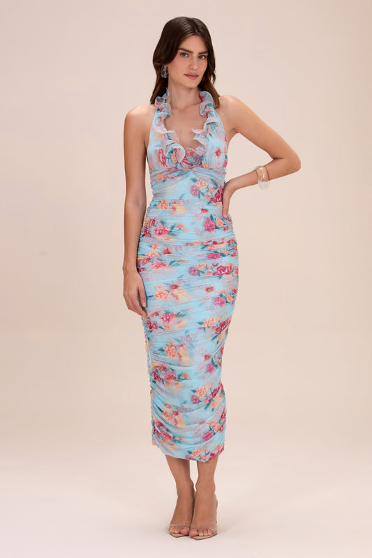 FLORA MIST MIDI DRESS