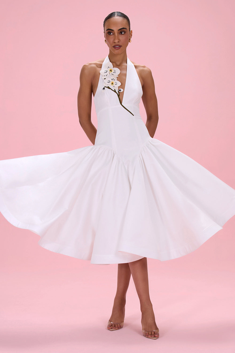 BLOSSOM POPLIN ORCHID MIDI DRESS