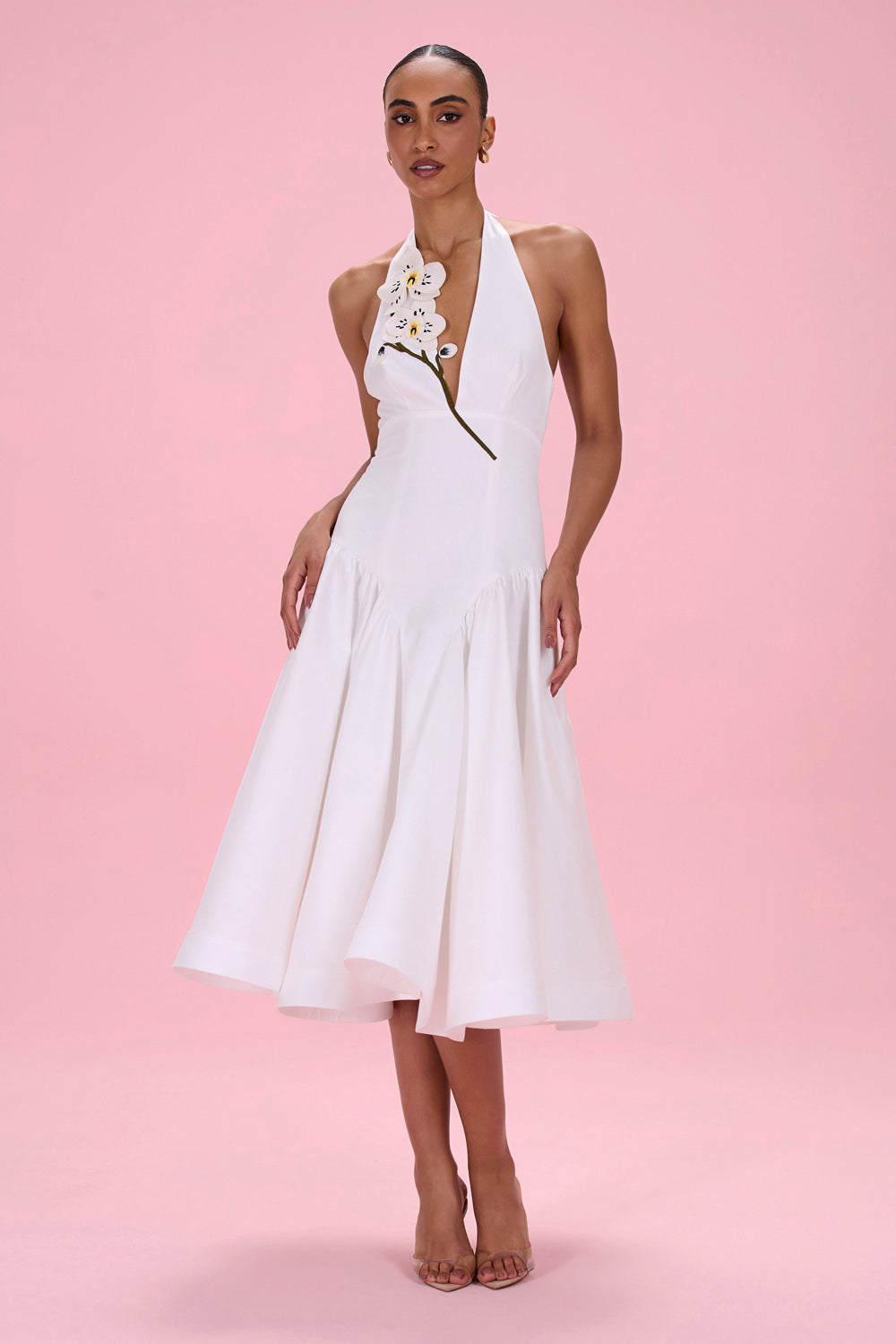 BLOSSOM POPLIN ORCHID MIDI DRESS