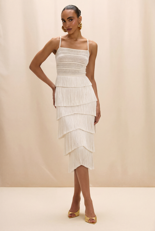 LILA FRINGE MIDI SKIRT