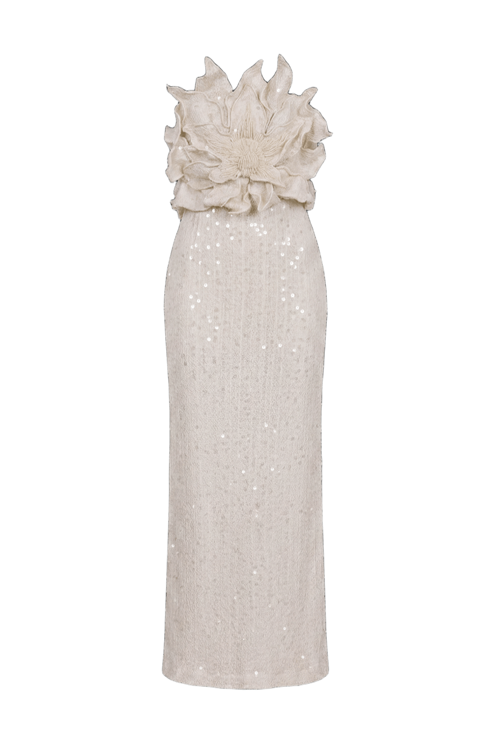 PatBO Lara Crochet Flower Maxi Dress in Beige