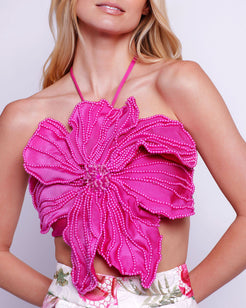 HAND-BEADED FLOWER TOP