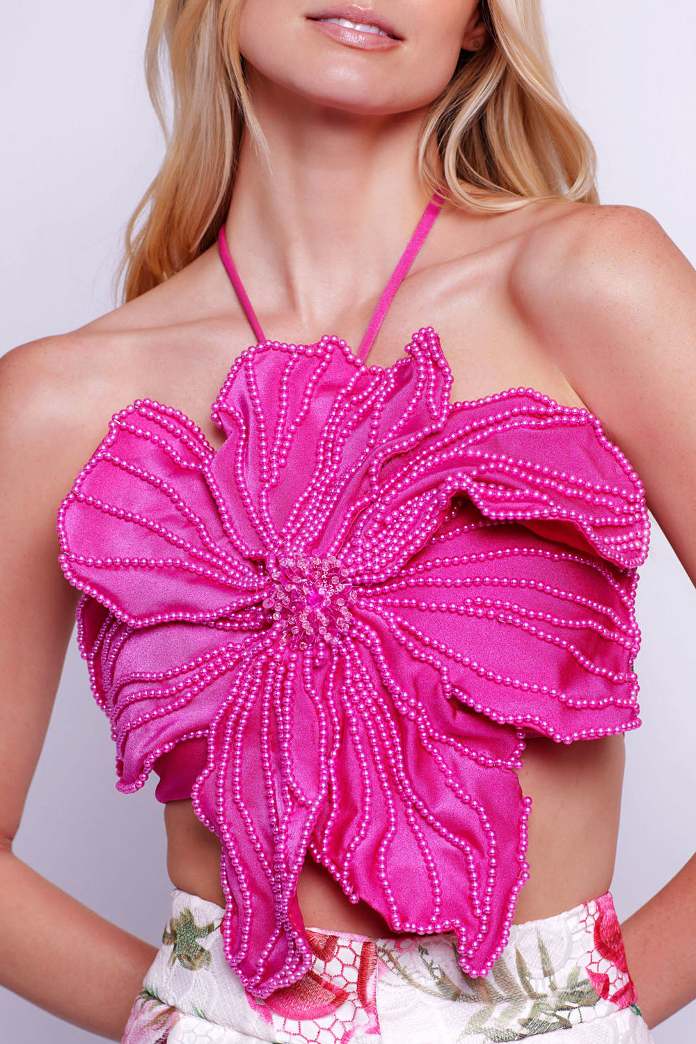HAND-BEADED FLOWER TOP