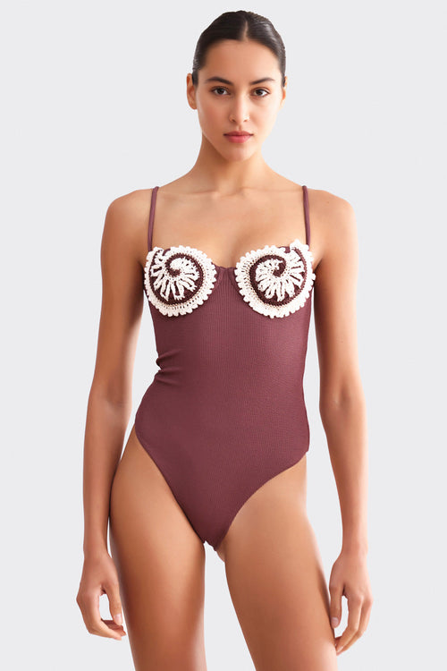 MERIAN KNIT EMBROIDERD SWIMSUIT