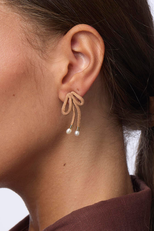 FAUX SUEDE BOW EARRINGS