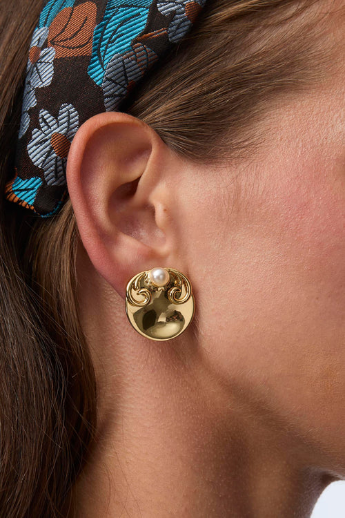 FILIGREE DISK BUTTON EARRINGS