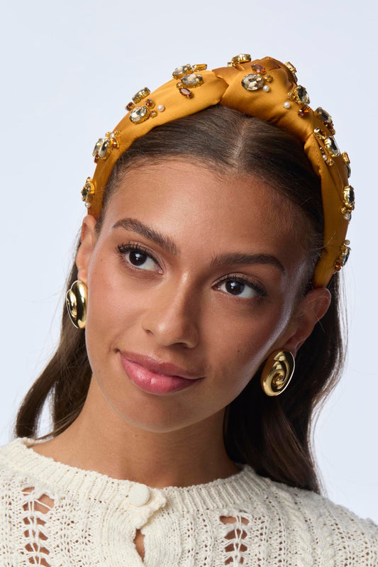 KNOTTED CRYSTAL CLUSTER EMBELLISHED HEADBAND